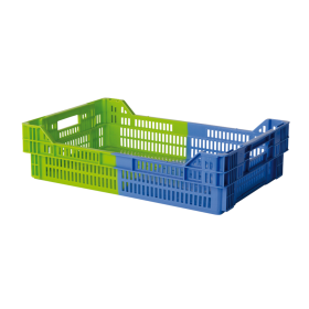 GILAC - Caisse ajourée empilable emboitable 600 x 400 x 153 mm bicolore 27 L - bleu/vert