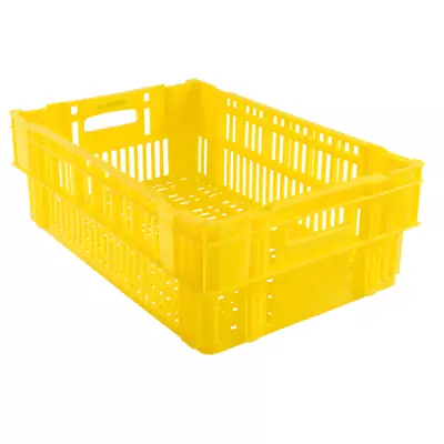 GILAC - Caisse ajourée empilable emboitable 600 x 400 x 197 mm - 37 L - jaune