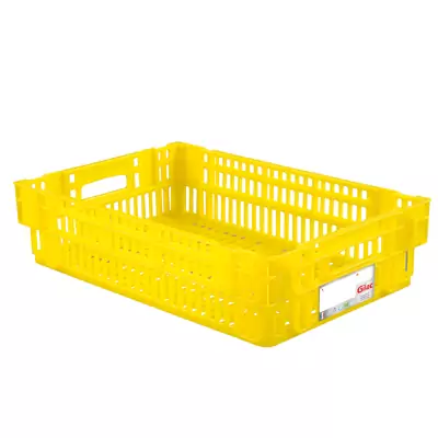 GILAC - Caisse ajourée empilable emboitable 600 x 400 x 146 mm HACCP - 27 L - jaune