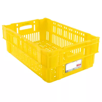 GILAC - Caisse ajourée empilable emboitable 600 x 400 x 197 mm HACCP - 37 L - jaune