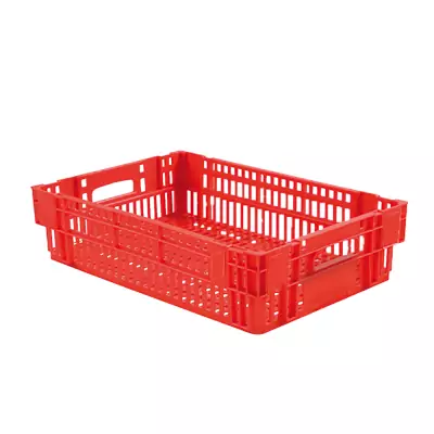 GILAC - Caisse ajourée empilable emboitable 600 x 400 x 146 mm - 27 L - rouge