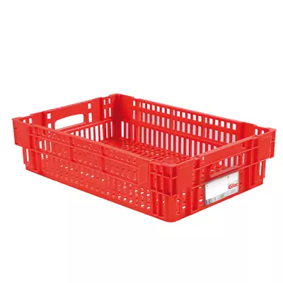 GILAC - Caisse ajourée empilable emboitable 600 x 400 x 146 mm HACCP - 27 L - rouge