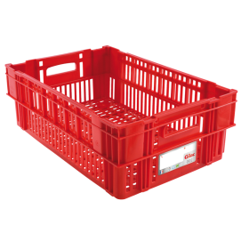 GILAC - Caisse ajourée empilable emboitable 600 x 400 x 197 mm HACCP - 37 L - rouge