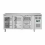 POLAR - Table réfrigérée positive inox 3 portes vitrées, capacité 358 L