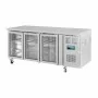 POLAR - Table réfrigérée positive inox 3 portes vitrées, capacité 358 L