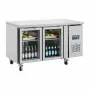 POLAR - Table réfrigérée positive inox 2 portes vitrées, capacité 205 L