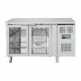 POLAR - Table réfrigérée positive inox 2 portes vitrées, capacité 205 L