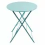 BOLERO - Table de terrasse ronde en acier bleu turquoise