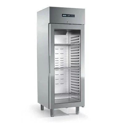 AFINOX - Armoire froide positive cuve inox emboutie GN 2/1 1 porte vitrée 700 L