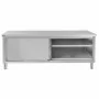 CASSELIN - Table de travail inox 600 avec portes coulissantes 1200 mm