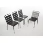 BOLERO - Lot de 4 chaises grises à lattes en acier