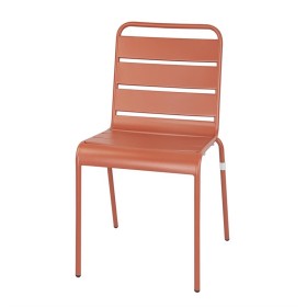 BOLERO - Lot de 4 chaises à lattes en acier Terracotta