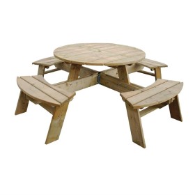 ROWLINSON - Table de pique-nique ronde en bois 2000 mm