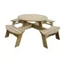 ROWLINSON - Table de pique-nique ronde en bois 2000 mm