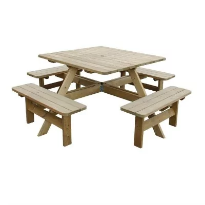 ROWLINSON - Table de pique-nique en bois carrée 1980 mm