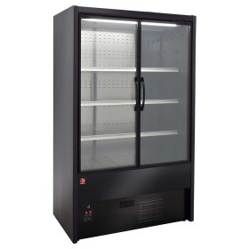 DIAMOND - Vitrine murale libre-service noire portes battantes L. 1000 mm