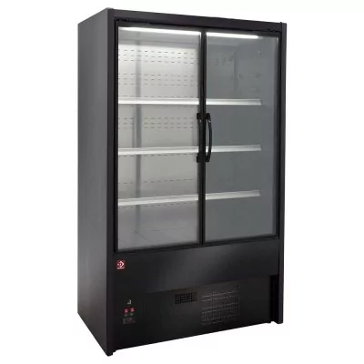 DIAMOND - Vitrine murale libre-service noire portes battantes L. 1200 mm