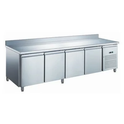 FURNOTEL - Table réfrigérée positive inox ventilé 4 portes 553 L avec dosseret