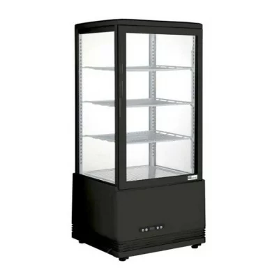 AFI - Vitrine 4 faces vitrées double vitrage 78 L noire