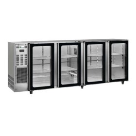 AFI - Arrière-bar réfrigéré 4 portes vitrées groupe logé inox 521 L