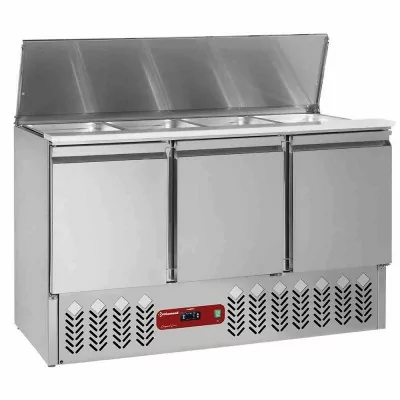 DIAMOND - Déclassé - Saladette réfrigérée 4 GN1/1 sur 3 portes GN1/1 - 380 Litres